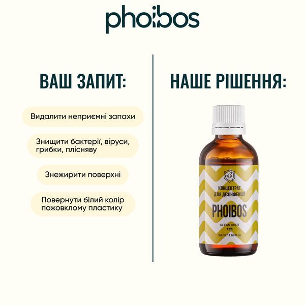 Концентрат для дезінфекції 1:25 - 50 мл - PHOIBOS - Clean Shot ch-4 фото